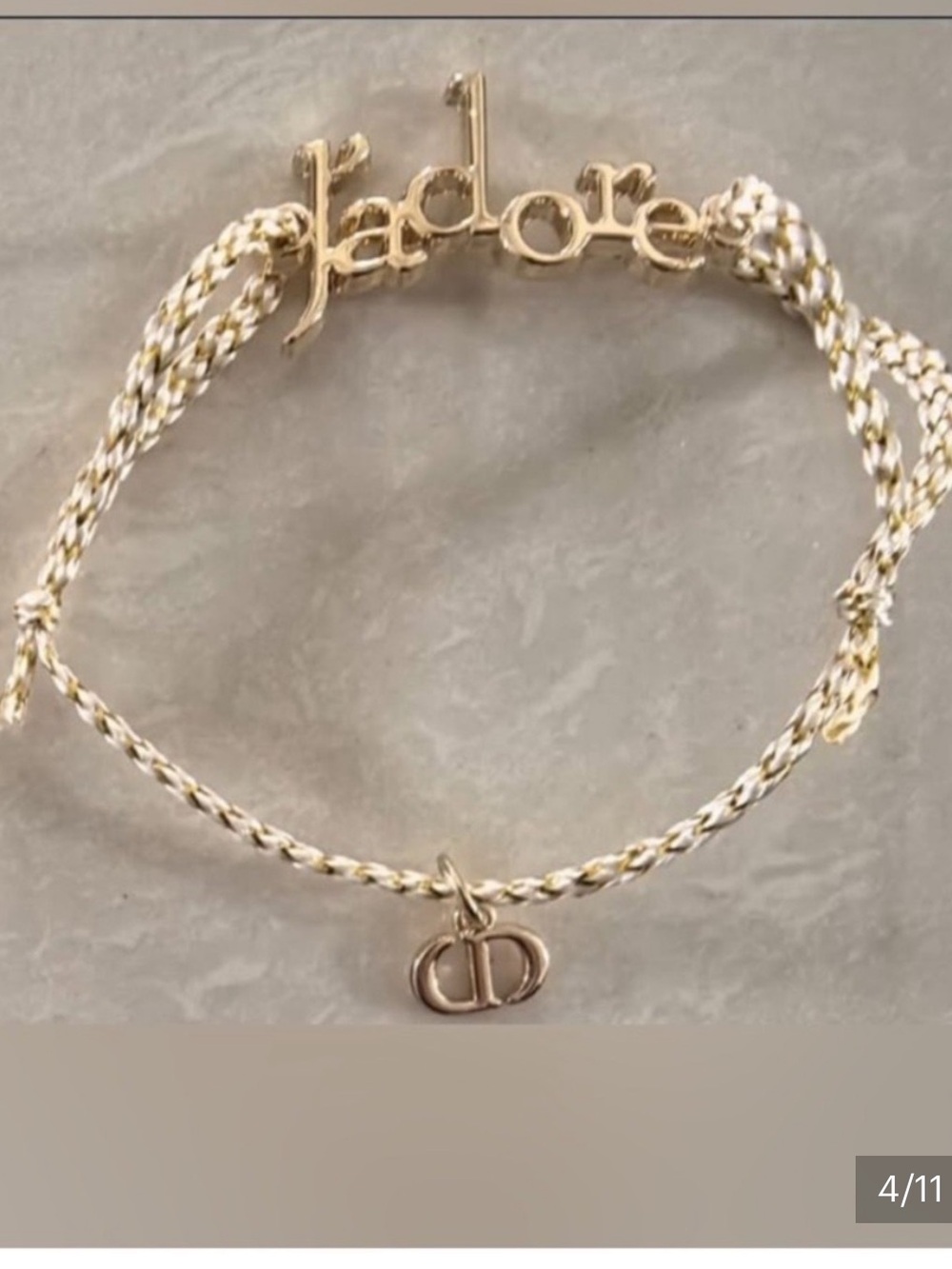 Rare!Stunning Dior Gold and Cream 'J'adore' Braided Cord Bracelet - Picture 2 of 10